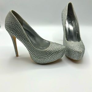 Silver Rhinestone high heels